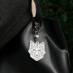 reflective wolf head pendant