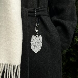 White Reflective Pendant “Wolf's Head”