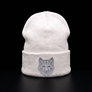 White hat with "Wolf head" design
